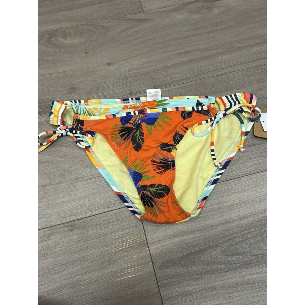 Hobie Women's Striped Floral Strappy Side Hipster Bikini Med Swimsuit Bottom NWT